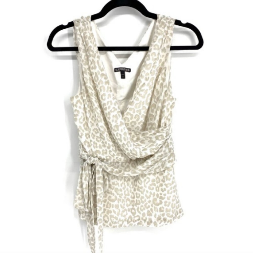 Express Cheetah Tank Wrap Tie Shirt Blouse